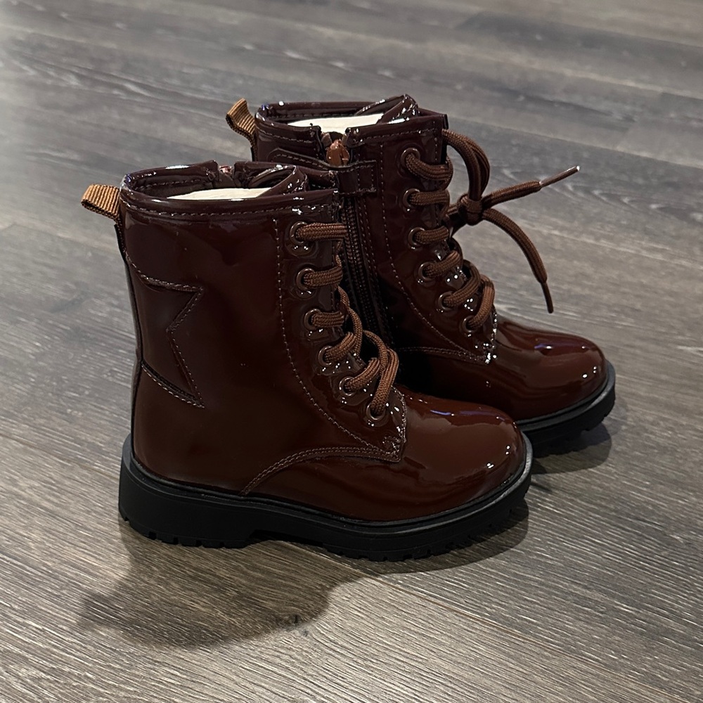 Kids Brown Lace-Up Boots
